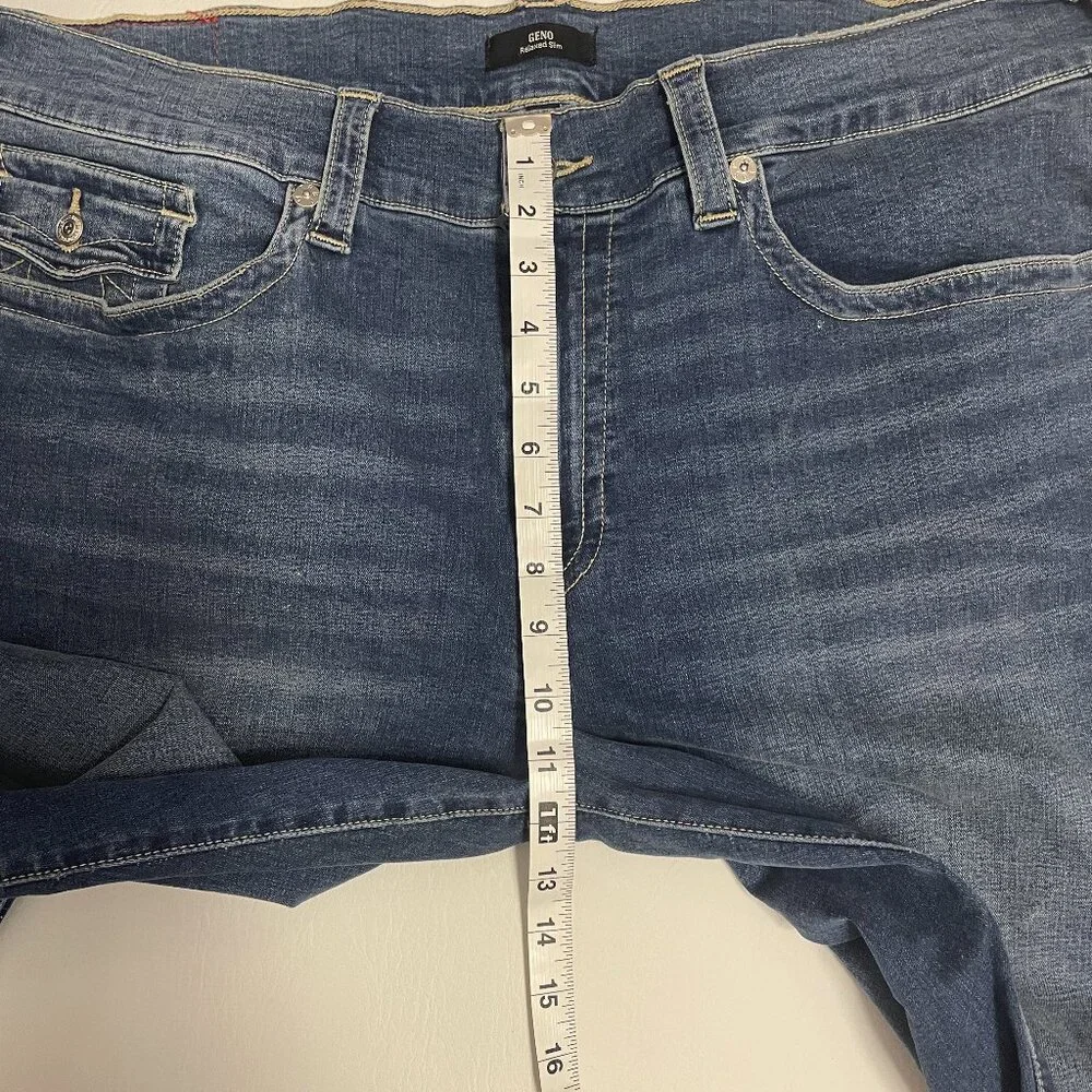 True Religion Jeans Mens 40 x 33 Blue Geno Relaxed Slim SN Flap Stretch 44223